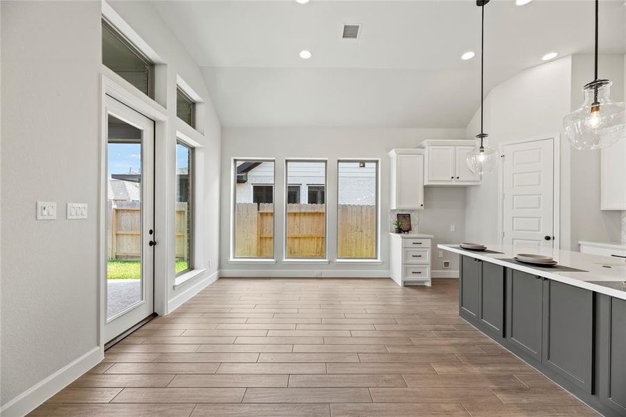 Light and bright dining area.