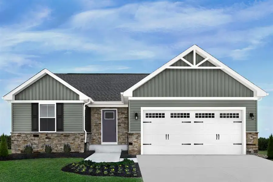 Front exterior of a new home in Reidville Town Center Cottages, Duncan, SC, highlighting curb appeal (Image 14). Front exterior of a new home in Reidville Town Center Cottages, Duncan, SC, highlighting curb appeal (Image 14).