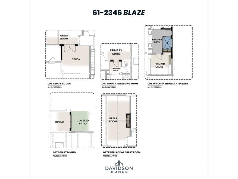 2D floor plan layout for the The Blaze C by Davidson Homes LLC in Hidden Hills, Prescott, AZ (Image 7).