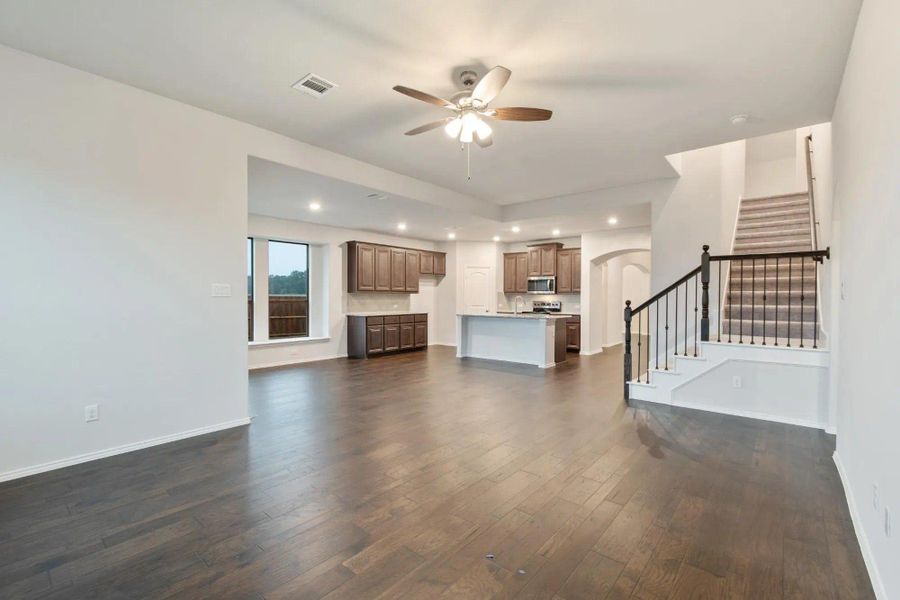 Family Room | Concept 2844 at Hunters Ridge in Crowley, TX by Landsea Homes