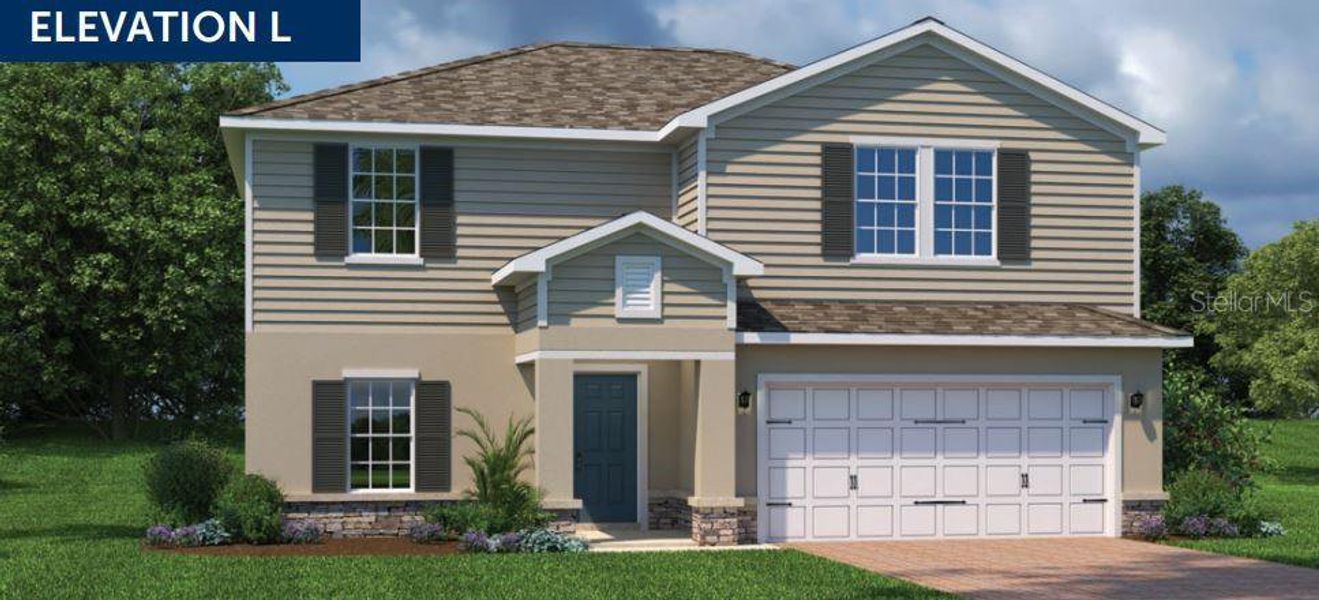 Front exterior of a new home in Laurel Glen, Haines City, FL, highlighting curb appeal (Image 1).