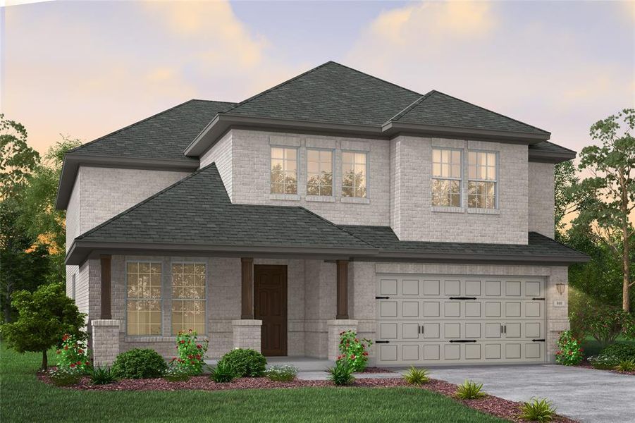 Front exterior of a new home in La Terra, Celina, TX, highlighting curb appeal (Image 1). Front exterior of a new home in La Terra, Celina, TX, highlighting curb appeal (Image 1).