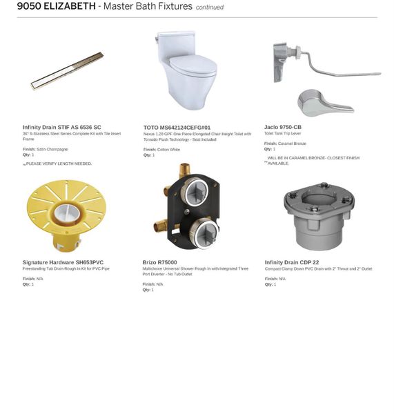 Master Bathroom Fixtures (Continued) Master Bathroom Fixtures (Continued)