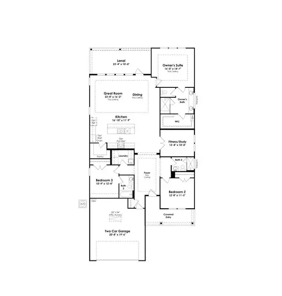 2D floor plan layout of this home in Cresswind Wesley Chapel, Monroe, NC (Image 3).