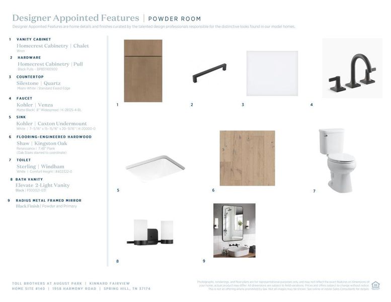 Sample of building materials used in homes in Toll Brothers at August Park, Spring Hill (Image 9).