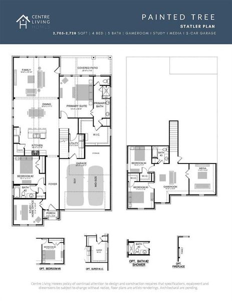 2D floor plan layout of this home in Painted Tree Woodland West, McKinney, TX (Image 5).