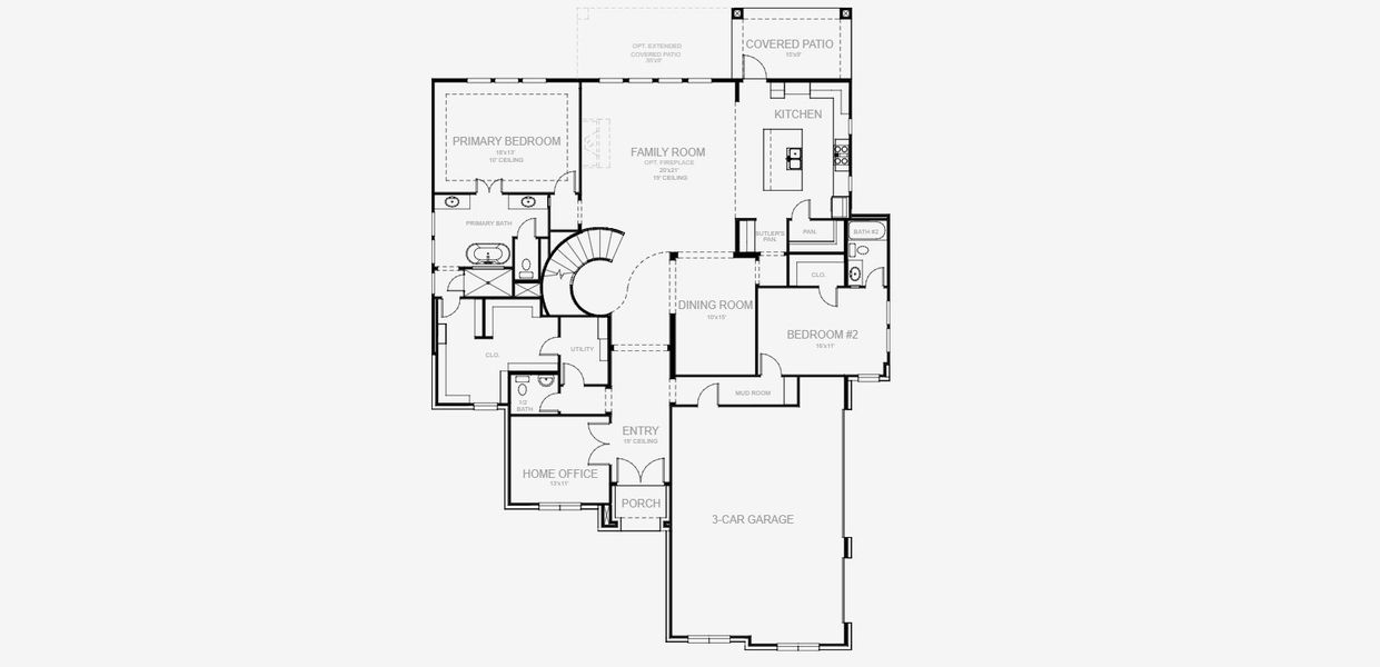 2D floor plan layout for the 3786A by Perry Homes in Bristol Valley, Rockwall, TX (Image 3).