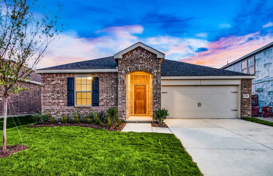 The Killeen, a one-story home with 2-car garage, shown with Home Exterior D