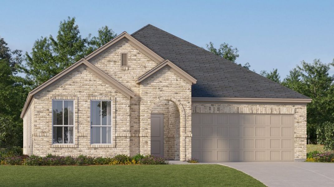 Front exterior of a new home in Solterra, Mesquite, TX, highlighting curb appeal (Image 1). Front exterior of a new home in Solterra, Mesquite, TX, highlighting curb appeal (Image 1).