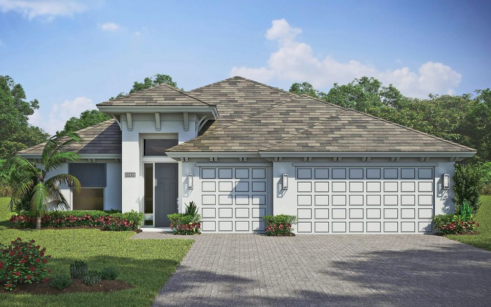 Representative exterior photo of a completed home built from the Cordella Jem by GHO Homes in High Pointe, Vero Beach, FL (Image 1).