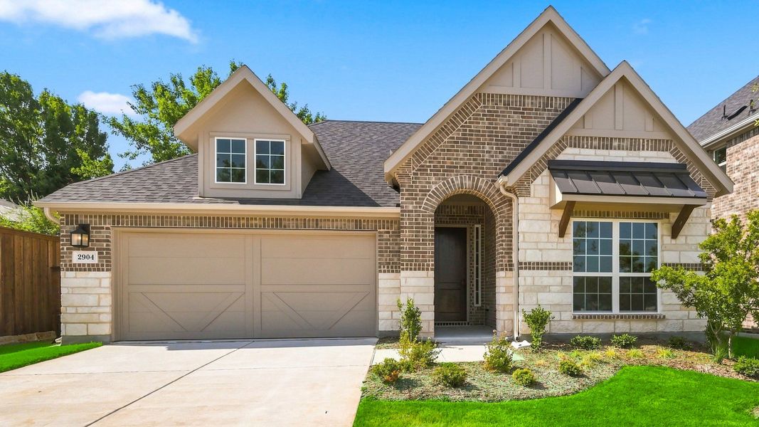 Front exterior of a new home in Taylor Estates, Corinth, TX, highlighting curb appeal (Image 21).