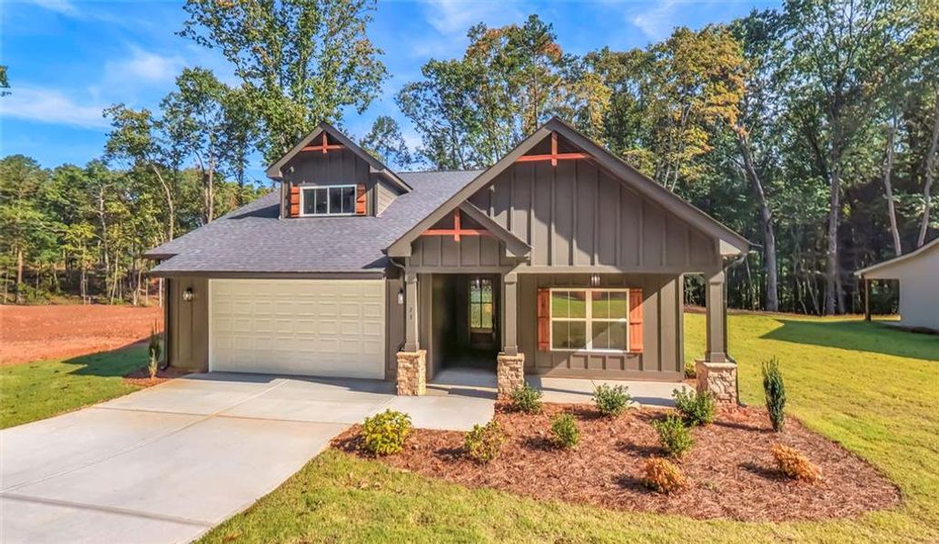Front exterior of a new home in , Bremen, GA, highlighting curb appeal (Image 2). Front exterior of a new home in , Bremen, GA, highlighting curb appeal (Image 2).