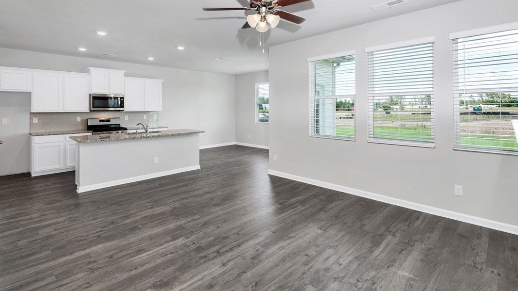 Representative unfurnished interior of a home built from the Edmon by D.R. Horton in Poplar Preserve, Newnan (Image 11). Representative unfurnished interior of a home built from the Edmon by D.R. Horton in Poplar Preserve, Newnan (Image 11).