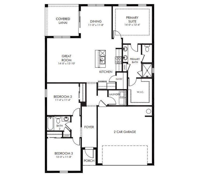 2D floor plan layout of this home in Brystol at Wylder - Reserve Series, Port St. Lucie, FL (Image 3).
