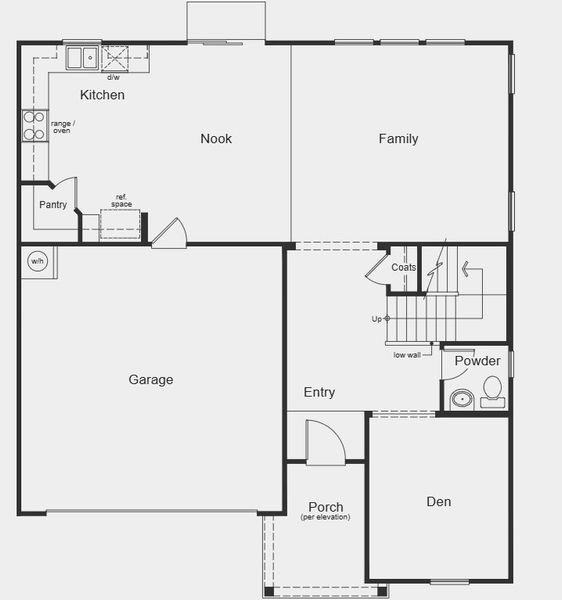 2D floor plan layout for the Plan 2338 by KB Home in Utley Farms, New Hill, NC (Image 10).