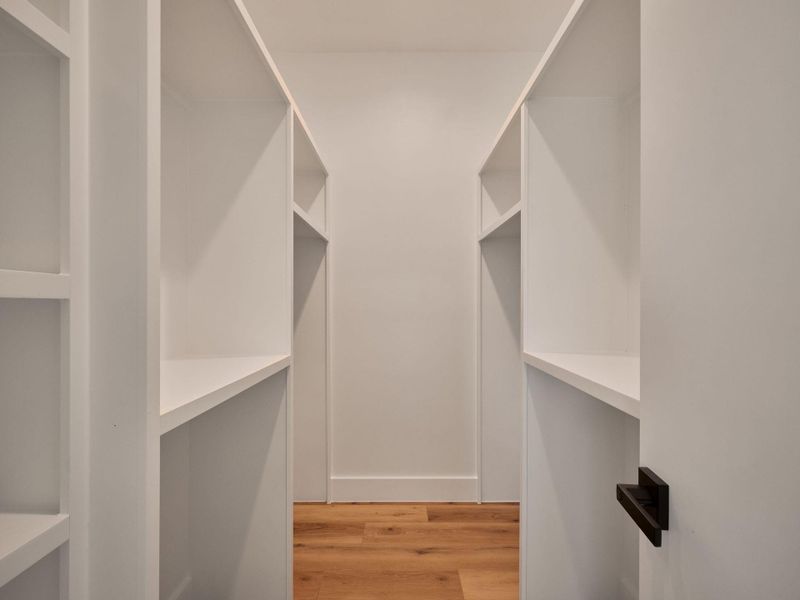 Walk in closet featuring light wood finished floors