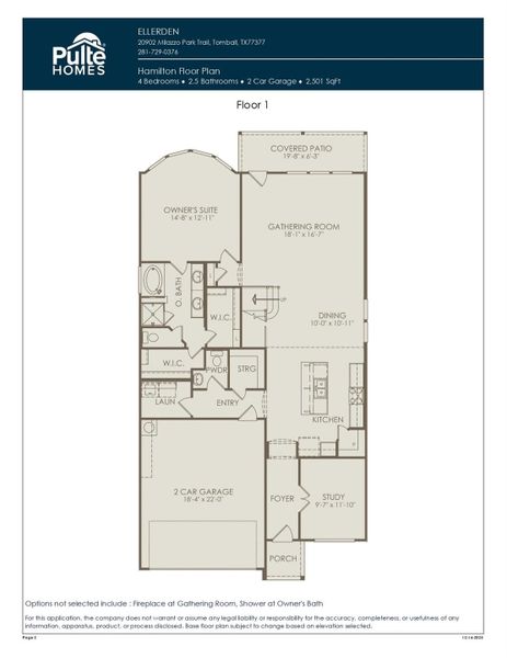 2D floor plan layout of this home in Ellerden, Tomball, TX (Image 2).
