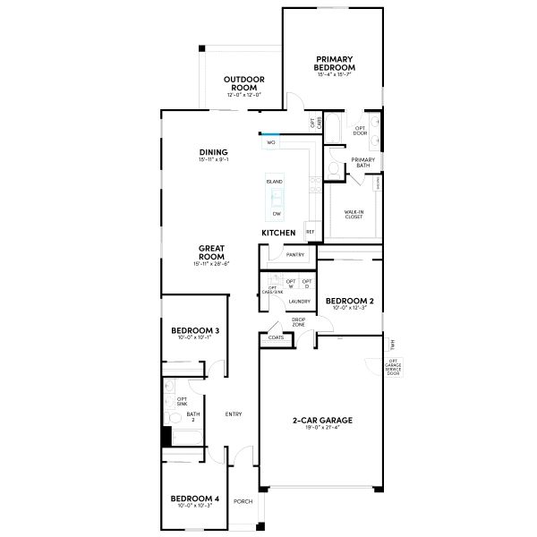 2D floor plan layout for the Clover by Brookfield Residential in Highland Sage at Alamar, Avondale, AZ (Image 19).
