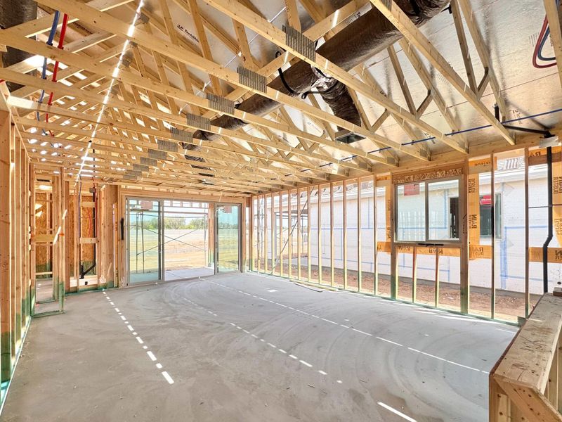 Great room with 4 panel slider