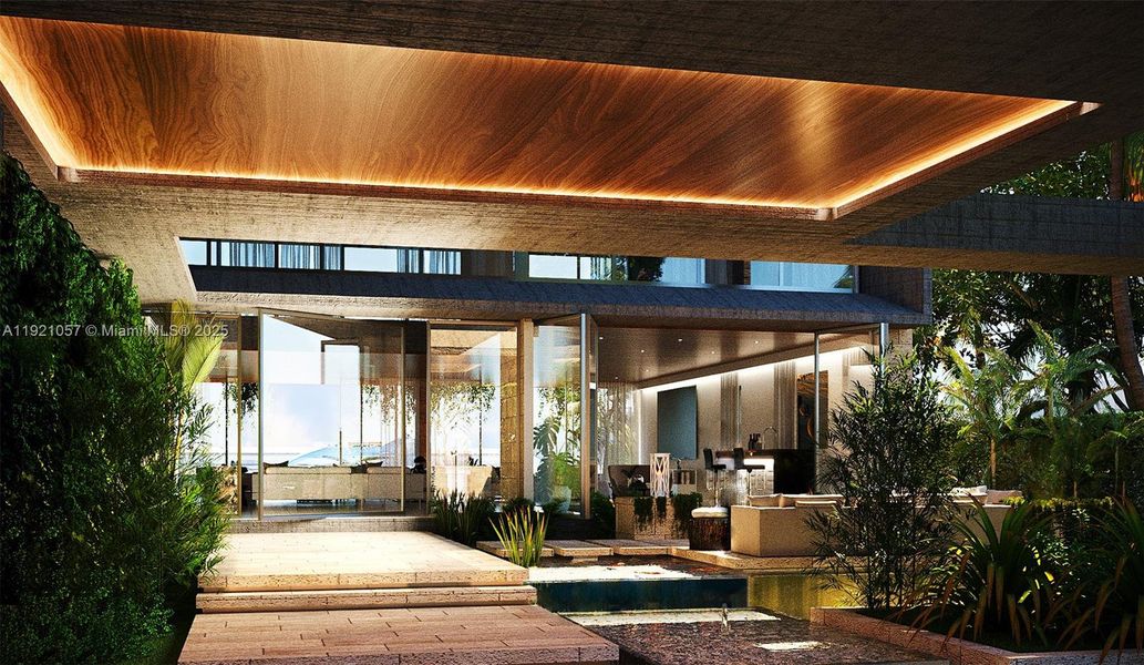 Exterior details and patio area of a home in , Miami Beach (Image 3). Exterior details and patio area of a home in , Miami Beach (Image 3).