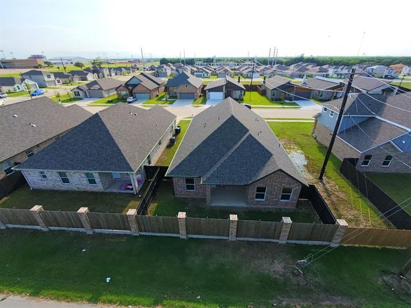 Aerial perspective of suburban area Aerial perspective of suburban area