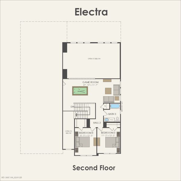 2D floor plan layout for the Electra by Pulte Homes in Katy Court, Katy, TX (Image 3). 2D floor plan layout for the Electra by Pulte Homes in Katy Court, Katy, TX (Image 3).