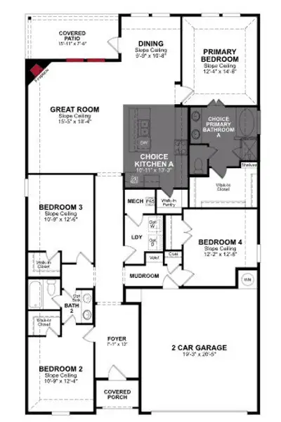 2D floor plan layout of this home in Chalk Hill, Celina, TX (Image 3).
