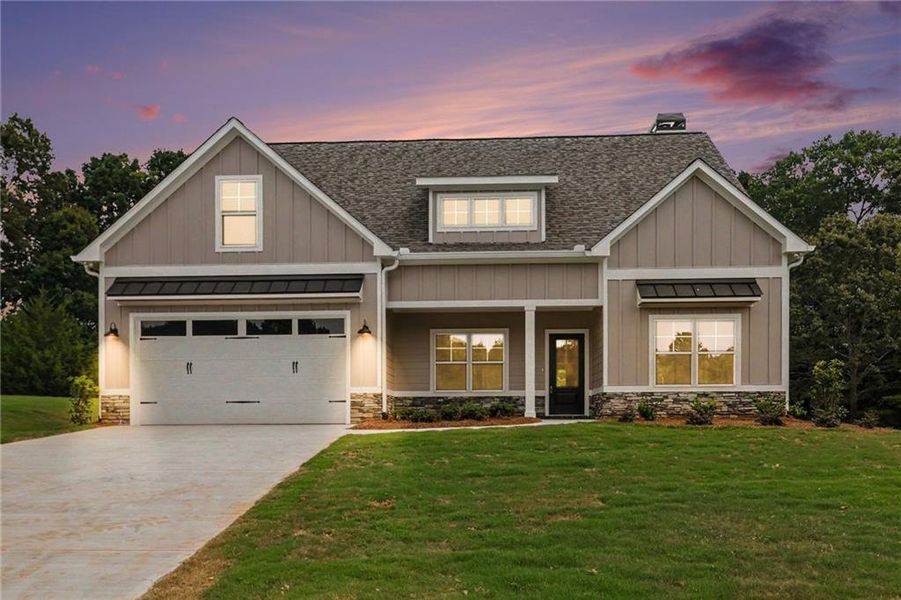 Front exterior of a new home in , Clermont, GA, highlighting curb appeal (Image 1). Front exterior of a new home in , Clermont, GA, highlighting curb appeal (Image 1).
