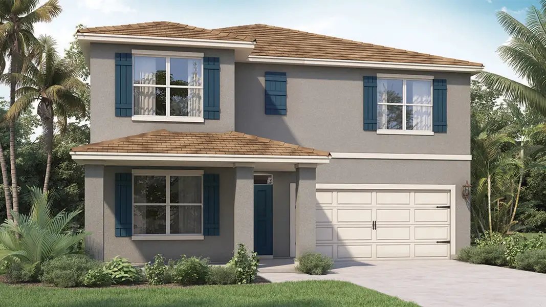 Front exterior of a new home in Crossroads at Kelly Park, Apopka, FL, highlighting curb appeal (Image 2).