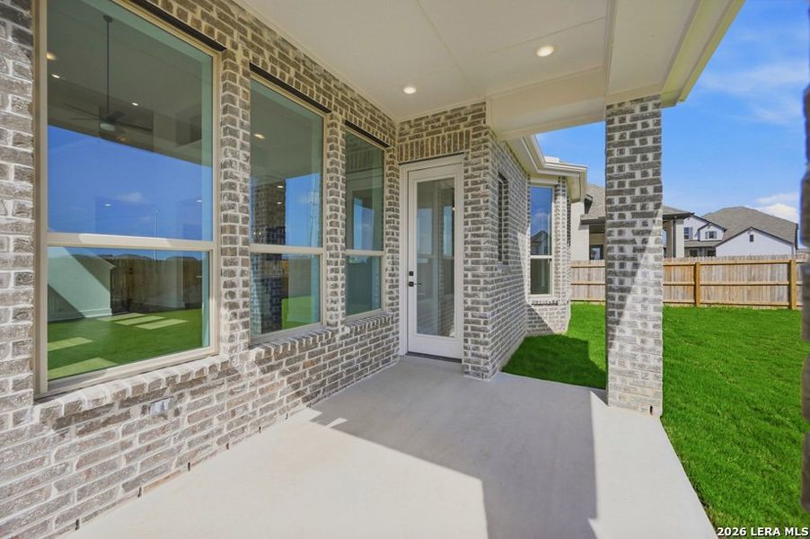 Exterior details and patio area of a home in Venado Crossing, Cibolo (Image 2).