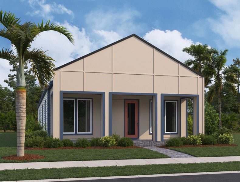 Representative exterior photo of a completed home built from the Camrose by Ashton Woods in Weslyn Park Single Family, St. Cloud, FL (Image 10).