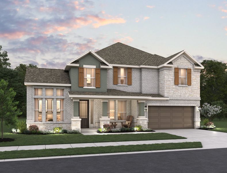 Representative exterior photo of a completed home built from the Barnett by Ashton Woods in Megan's Landing, Castroville, TX (Image 2). Representative exterior photo of a completed home built from the Barnett by Ashton Woods in Megan's Landing, Castroville, TX (Image 2).