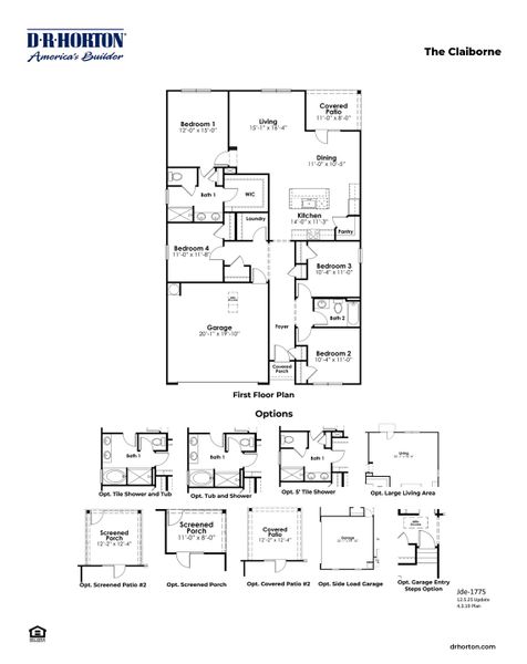 2D floor plan layout for the Claiborne by D.R. Horton in Magnolia Farms, Florence, SC (Image 3). 2D floor plan layout for the Claiborne by D.R. Horton in Magnolia Farms, Florence, SC (Image 3).