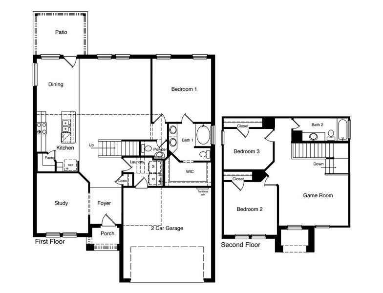 2D floor plan layout for the The Gulfport by D.R. Horton in Viridian, Lubbock, TX (Image 2). 2D floor plan layout for the The Gulfport by D.R. Horton in Viridian, Lubbock, TX (Image 2).
