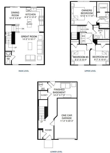 Juniper Floor plan with rec room (finished basement)