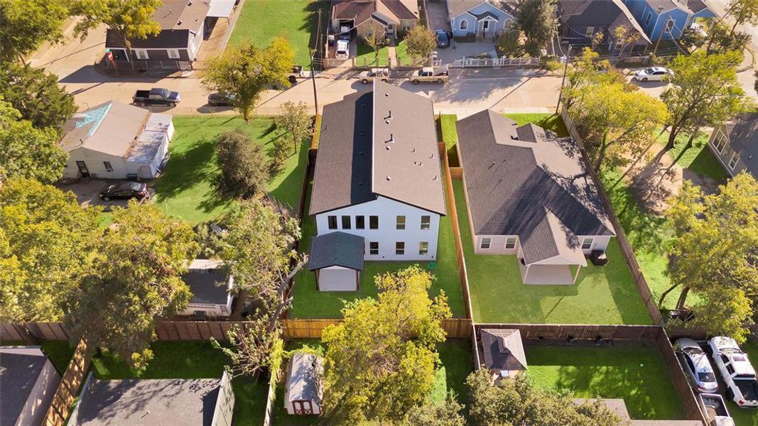 Aerial perspective of suburban area