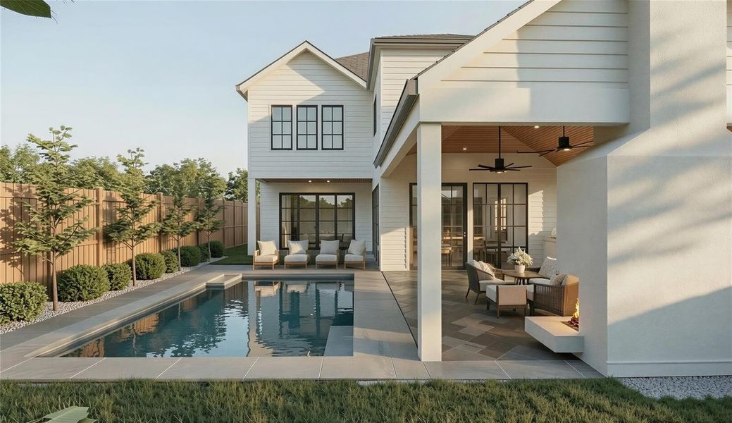 Rendering: Large backyard (Pool is optional and not included in price)