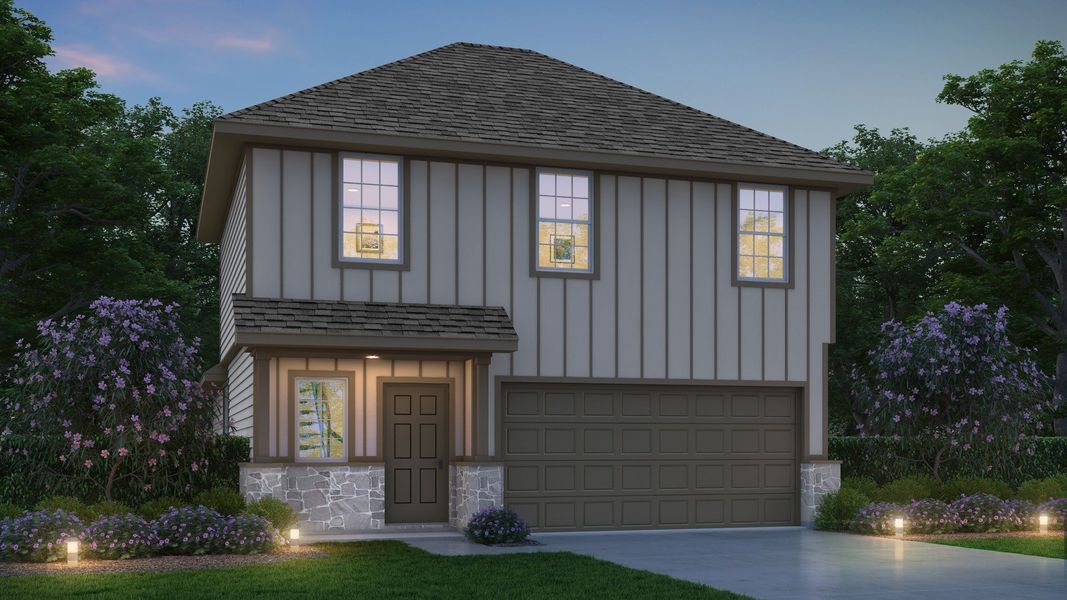 Representative exterior photo of a completed home built from the The Lakeland by Legend Homes in Hickory Ridge, Elmendorf, TX (Image 14). Representative exterior photo of a completed home built from the The Lakeland by Legend Homes in Hickory Ridge, Elmendorf, TX (Image 14).