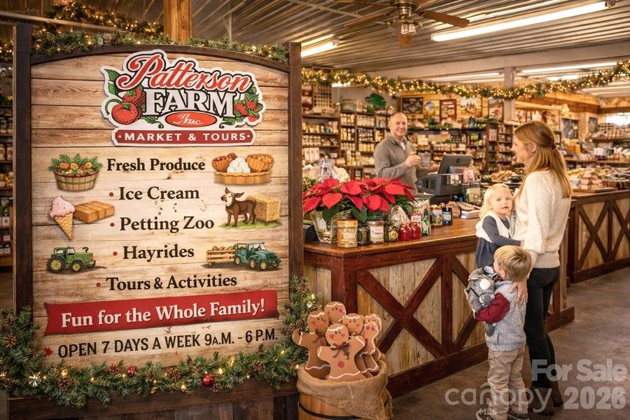 Wonderful small town features like Patterson Farm with fresh produce & family activities.