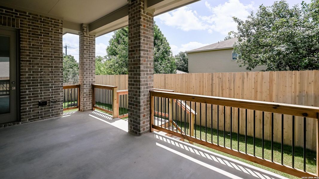 Exterior details and patio area of a home in Cibolo Valley Heights, Cibolo (Image 20).