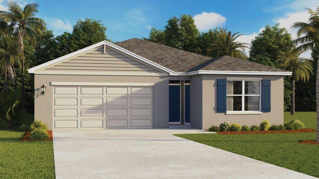 Front exterior of a new home in Hamilton Bluff, Lake Hamilton, FL, highlighting curb appeal (Image 21).