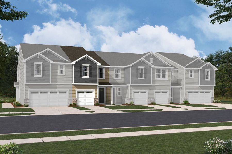 Front exterior of a new home in Stonesummit at Reedy Creek, Charlotte, NC, highlighting curb appeal (Image 1).