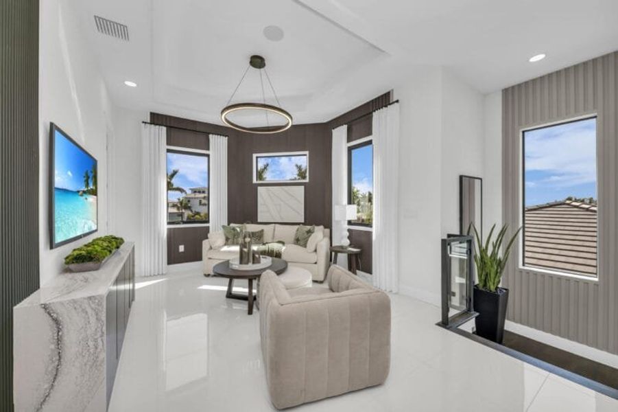 Representative furnished interior of a home built from the Silver Palm – Phase 2 by Medallion Home in Aqua, Bradenton (Image 56).