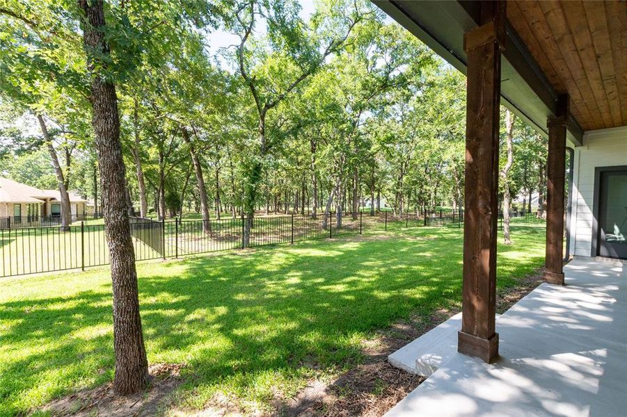 Covered patio overlooking golf course