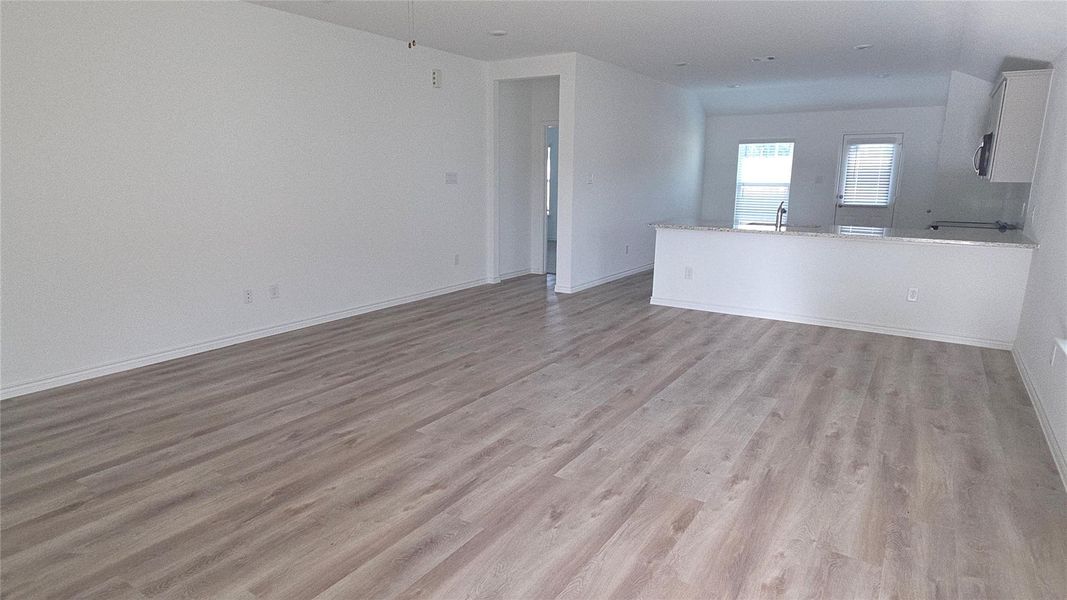 View from the living room to the kitchen