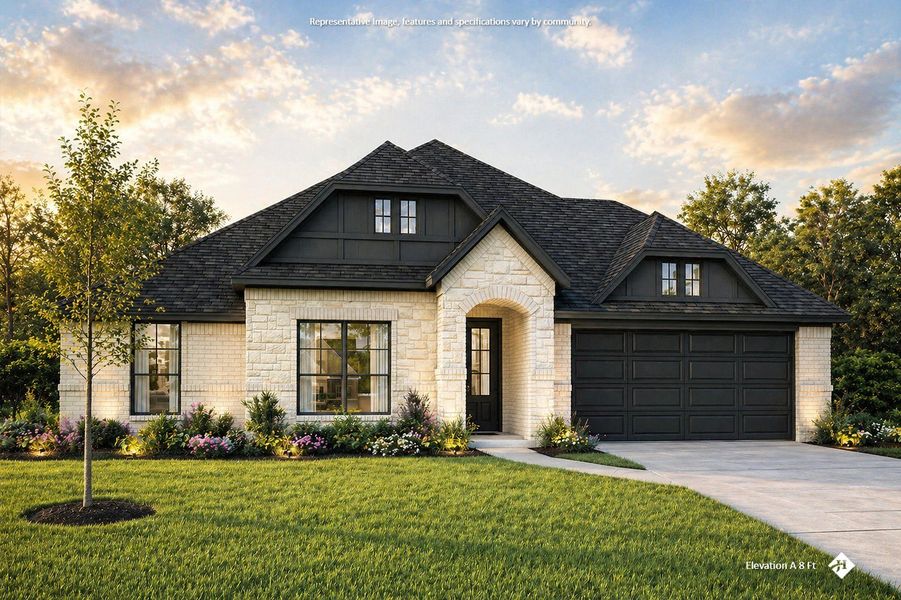Front exterior of a new home in Hayes Crossing, Midlothian, TX, highlighting curb appeal (Image 18).