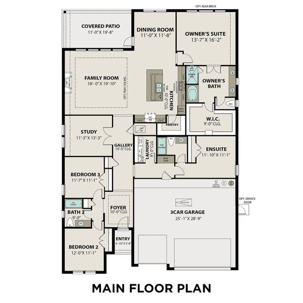 2D floor plan layout for the The George by Davidson Homes LLC in Lago Mar, Texas City, TX (Image 3).