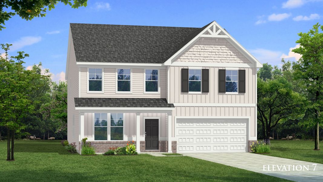 Representative exterior photo of a completed home built from the Everest III by DRB Homes in Chapel Hill, Newnan, GA (Image 21).