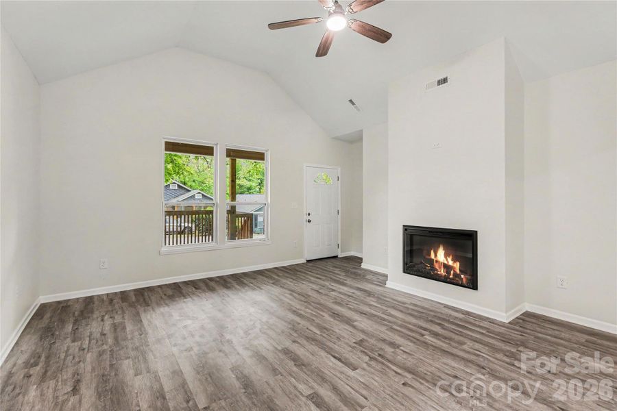 Electric Fireplace and Vaulted Ceilings