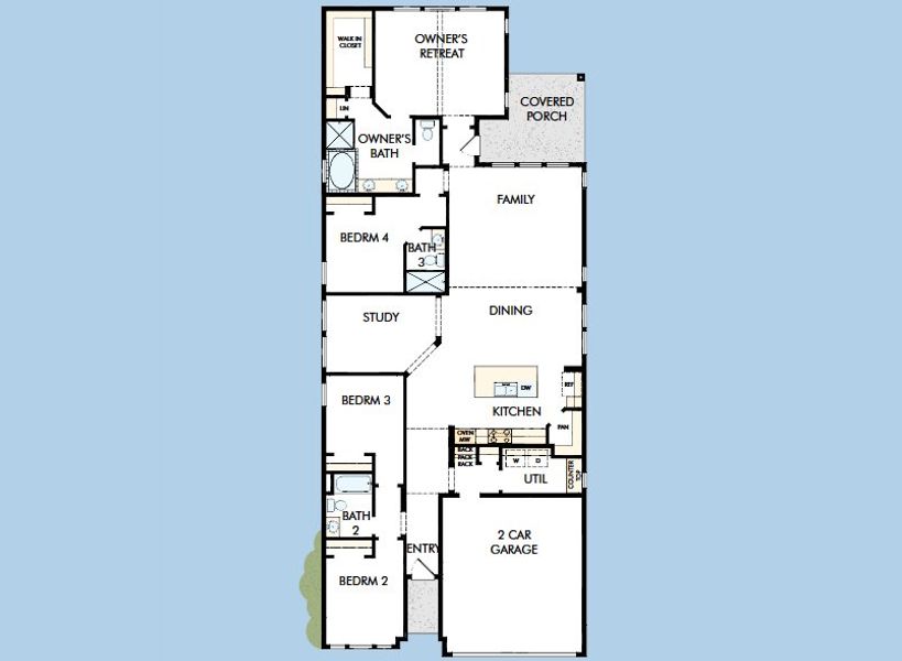 2D floor plan layout for the The Conroe by David Weekley Homes in Landmark, Denton, TX (Image 3).